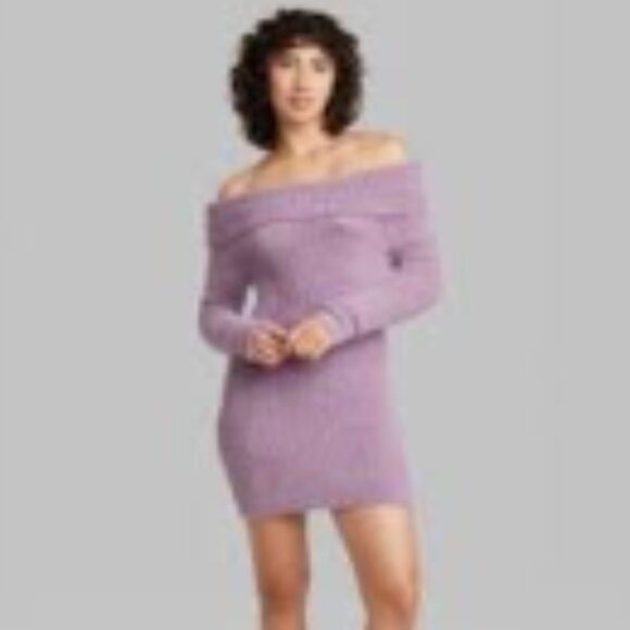Wild Fable Long Sleeve Mini Sweater Dress Mauve Size XXS - Picture 10 of 10